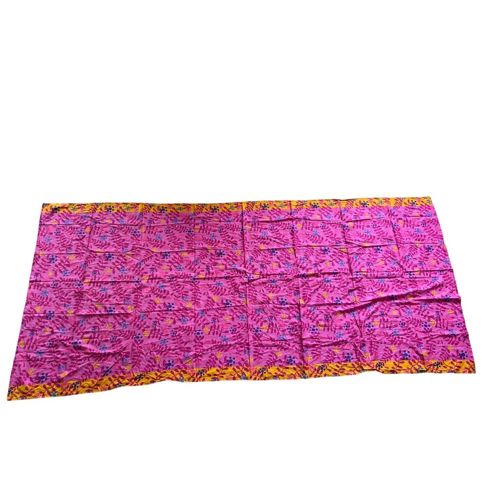 Gudrun Sjoden Kanga Waterlily Shawl Scarf Pink Blue Floral 100% Cotton Colorful